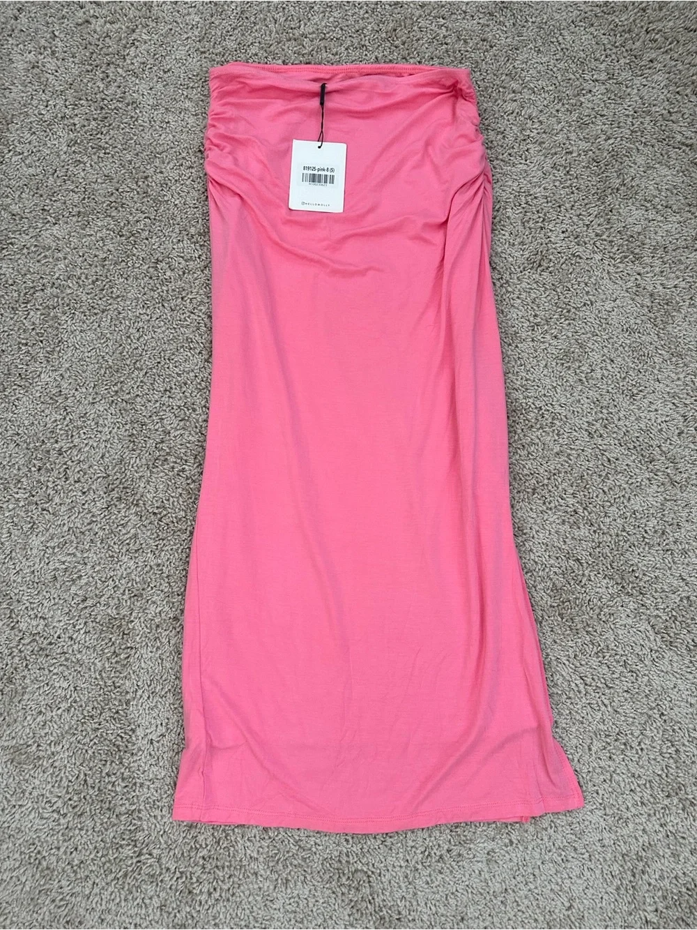 NWT Hello Molly Pink Ruched Tube Maxi Skirt Size S